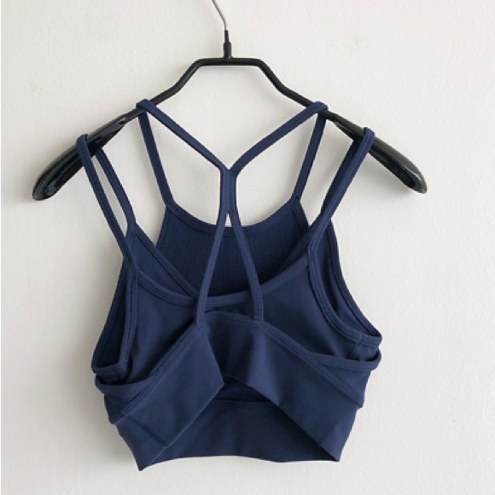 Women's Navy Strappy Sports Bra